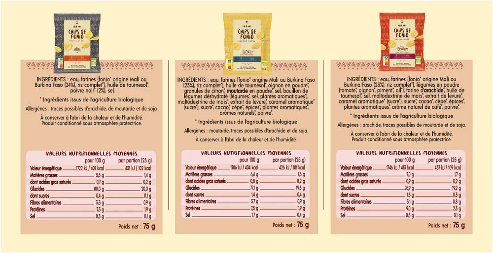 Lot de 6 Chips de fonio bio Ibémi