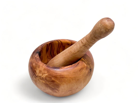 Mortier et pilon en bois d'olivier