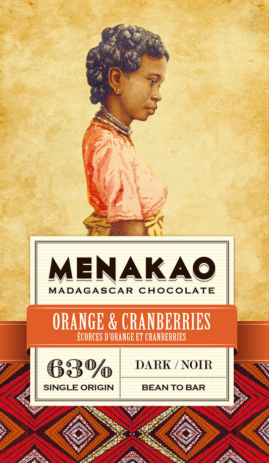 Tablette Chocolat Noir Écorces d'Orange et Cranberries