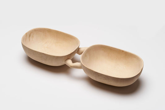 Assiette duo en peuplier - art & déco - Cameroun- FOUDAFRIQUE idée cadeaux d'Afrique