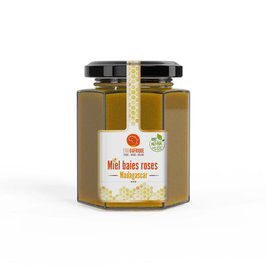 Miel de Baies Roses de Madagascar | Artisanal et Naturel | Saveur Unique et Florale | Idéal pour Tartines et Recettes Gourmandes