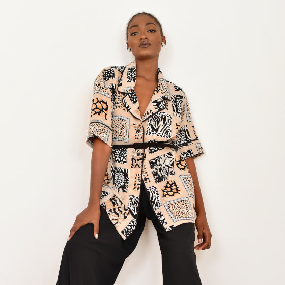 chemise fluide à motifs colorés du cameroun