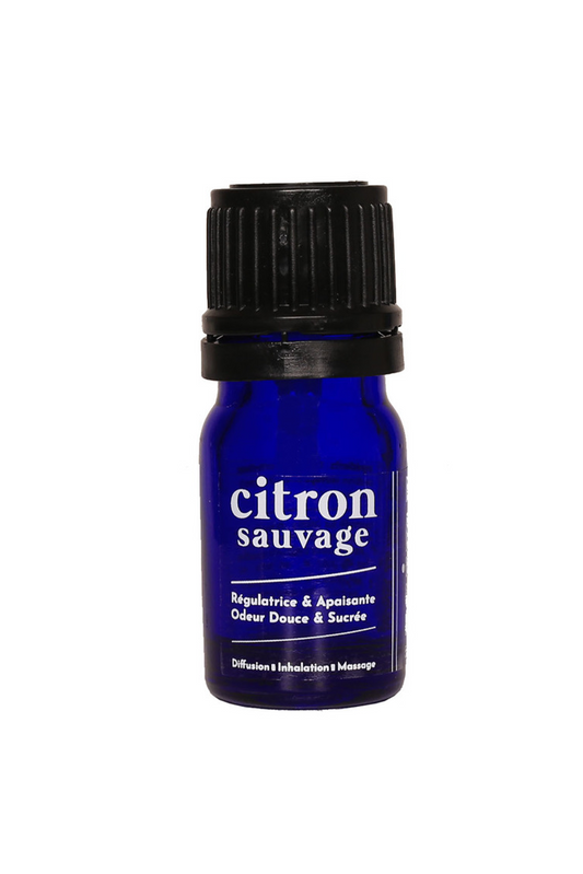 petit flacon d'huile essentielle de citron sauvage pure végétale