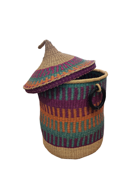 cache pot, panier tissé à la main selon la tradition africaine