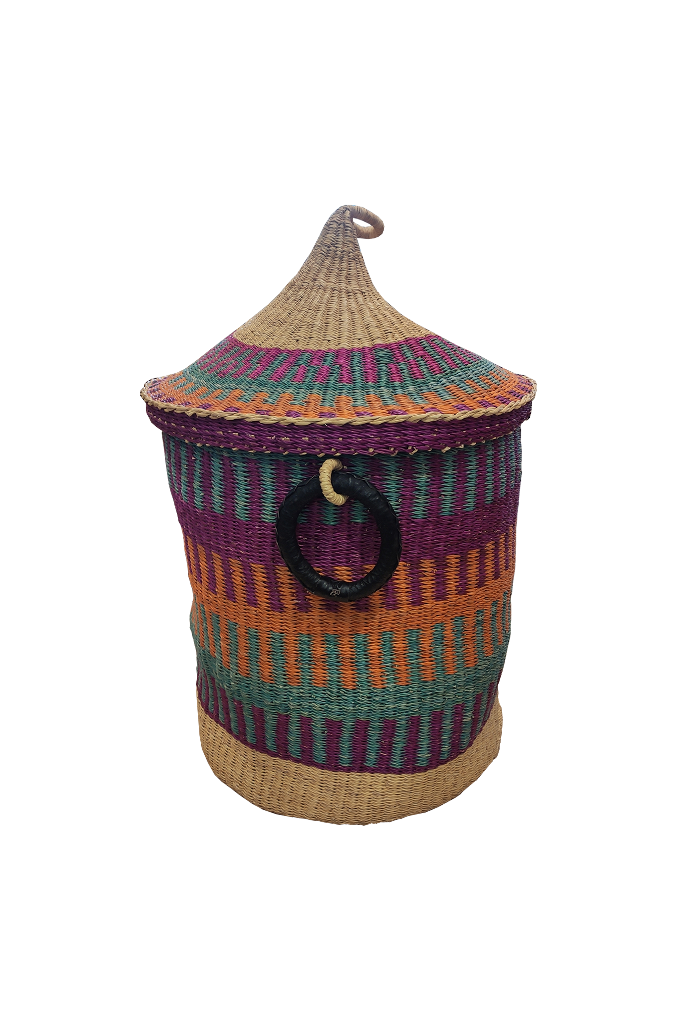 cache pot, panier tissé à la main selon la tradition africaine