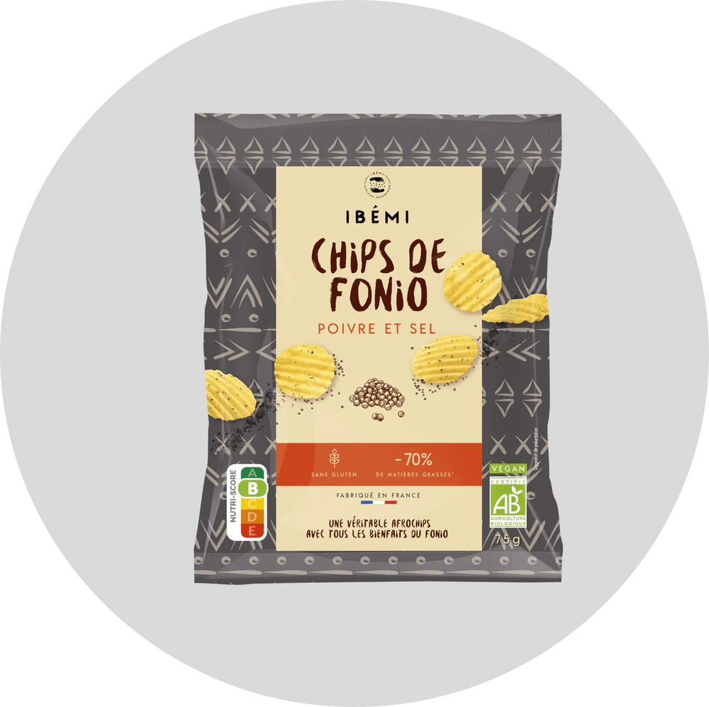 Chips de fonio bio ( saveur poivre et sel) |FOUDAFRIQUE