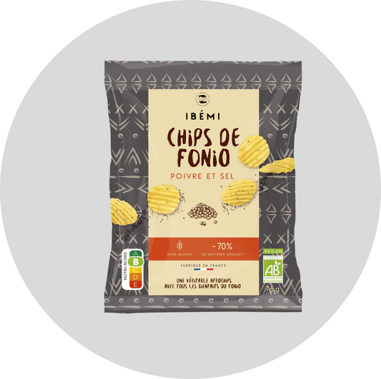 Chips de fonio bio ( saveur poivre et sel) |FOUDAFRIQUE