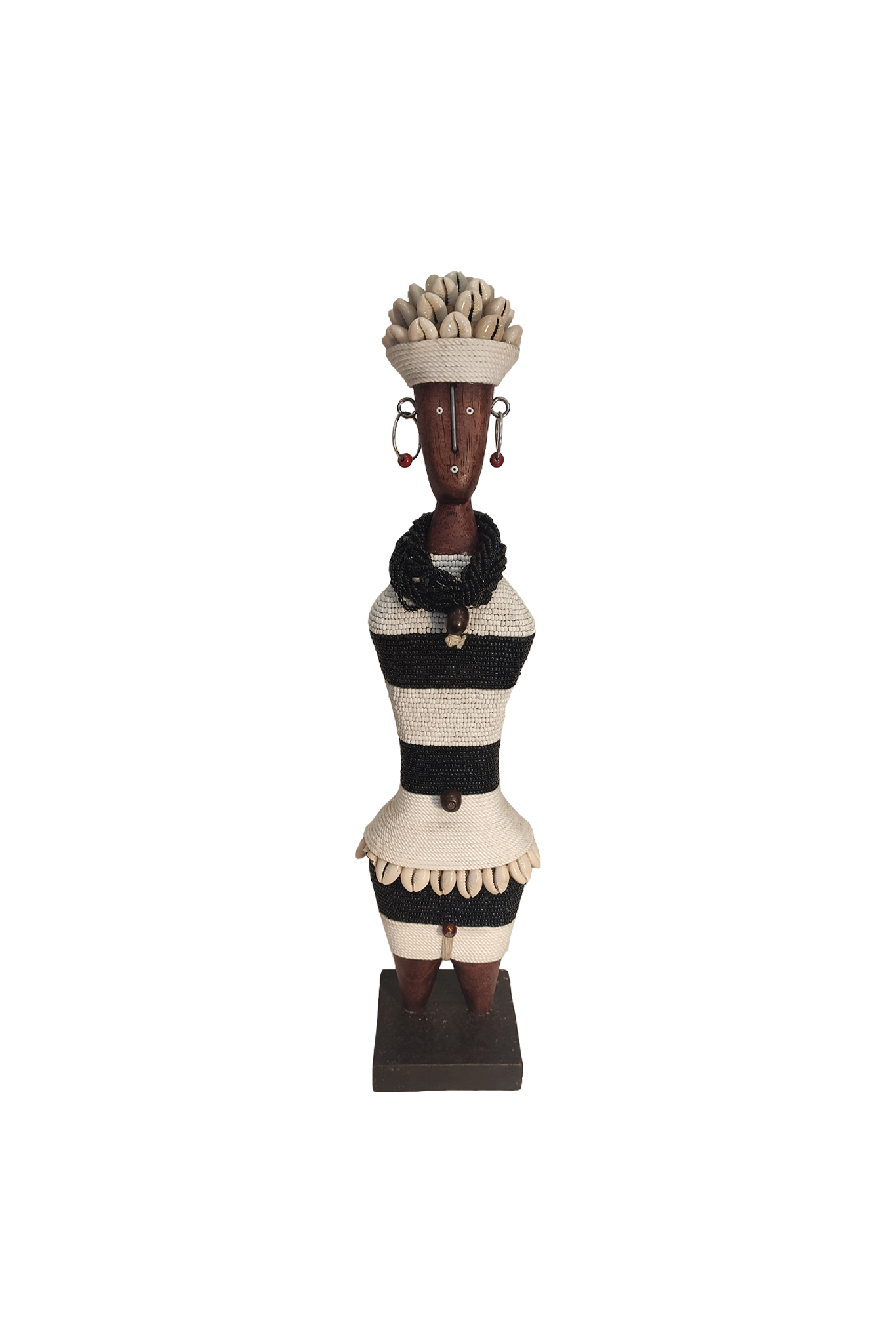 Poupée traditionnelle africaine décorative en perles et en bois