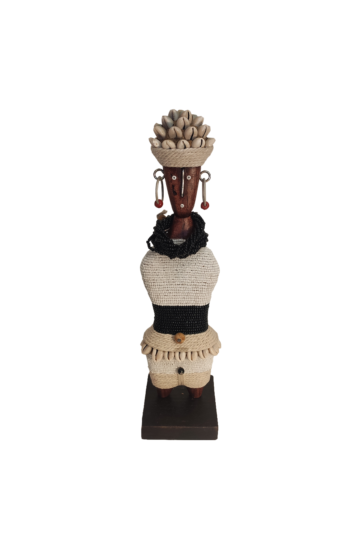 Poupée traditionnelle africaine décorative en perles et en bois